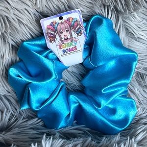 Handmade Blue Satin XL Hair Scrunchie